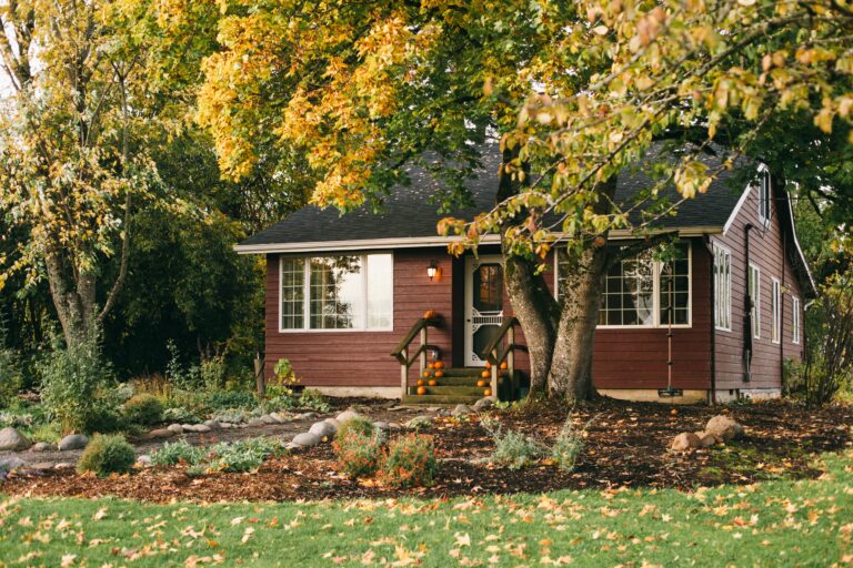 Image of a red Swedish Cottage in Oregon's Willamette Valley, a project of over 4 years.