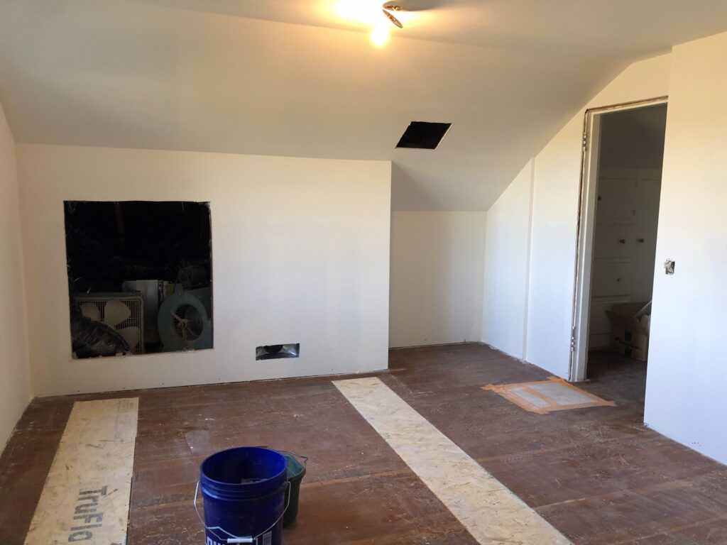 Image of an attic bedroom under construction