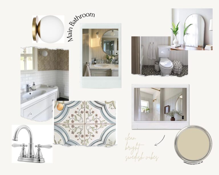 image of the elements of a perfect Swedish Cottage Bathroom