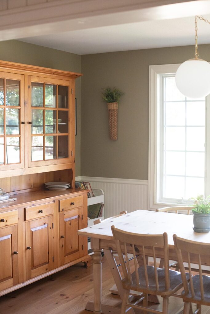 Image of a secondhand pine hutch in a Swedish Cottage dining room