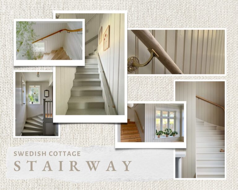 Collage of images of Swedish Cottage stairway inspiration