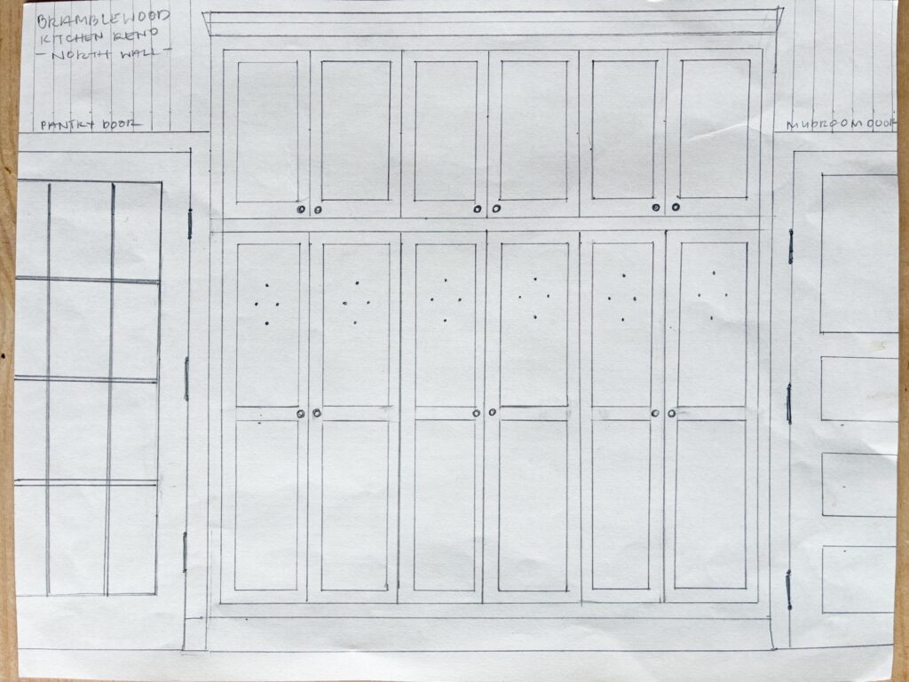 Image of a cabinetry drawing for a dream cottage kitchen
